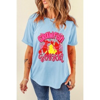 Light Blue Crawfish Season Fashion Graphic T Shirt - M thumbnail