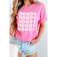 Sachet Pink HOWDY Graphic Western Crew Neck Tee - 2XL thumbnail