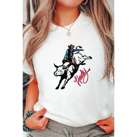 White Cowboy Howdy Embroidered Western Fashion T Shirt - 2XL thumbnail