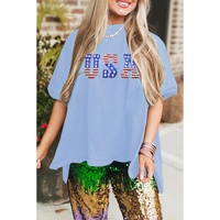 Myosotis USA Patched Drop Sleeve Crewneck T Shirt - L thumbnail