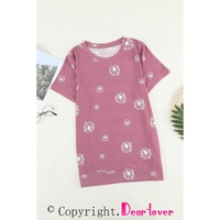 Pink Dandelion Print Crew Neck T-shirt - M thumbnail
