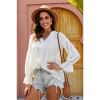 Azura Exchange Eyelet Button Down Top - L thumbnail