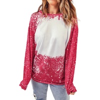 Red Tie-dyed Crew Neck Pullover Sweatshirt - S thumbnail