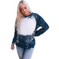 Navy Tie-dyed Crew Neck Pullover Sweatshirt - M thumbnail