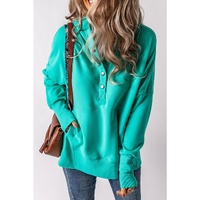 Azura Exchange Batwing Sleeve Pocketed Henley Hoodie - L thumbnail