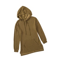Azura Exchange Ribbed Drawstring Hoodie with Kangaroo Pocket - L thumbnail