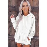 Azura Exchange Ripped Hooded Sweatshirt with Kangaroo Pocket - S thumbnail
