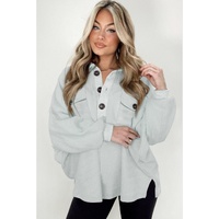 Azura Exchange Oversized Button Collared Sweatshirt - S thumbnail