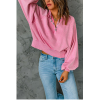 Azura Exchange Lantern Sleeve Snap Button Pullover Sweatshirt - L thumbnail