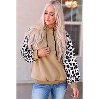 Azura Exchange Leopard Bishop Sleeve Hooded Sweatshirt - M thumbnail