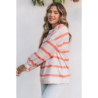 Azura Exchange Drop Shoulder Pullover Sweatshirt with Striped Pattern - M thumbnail