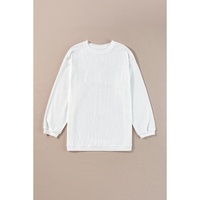 White Ribbed Corduroy Oversized Sweatshirt - M thumbnail