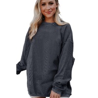 Dark Grey Ribbed Corded Oversized Sweatshirt - 2XL thumbnail