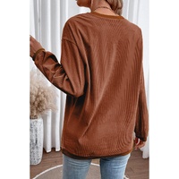 Chestnut Ribbed Corduroy Oversized Sweatshirt - 2XL thumbnail