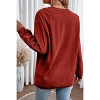 Racing Red Ribbed Corded Oversized Sweatshirt - 2XL thumbnail