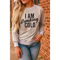 Azura Exchange Breaking COLD Letter Print Sweatshirt - L thumbnail