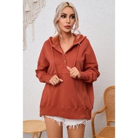 Azura Exchange Oversized Snap Button Hoodie with Thumb Hole in Orange - L thumbnail