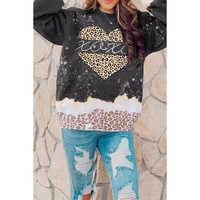 Azura Exchange Heart Leopard Splicing Pullover Sweatshirt - S thumbnail