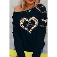 Azura Exchange Leopard Rhinestone Heart Graphic Sweatshirt - L thumbnail