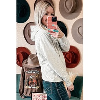 Beige Drawstring Kangaroo Pocket Henley Hoodie - S thumbnail