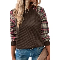 Azura Exchange Plaid Raglan Sleeve Sweatshirt - M thumbnail