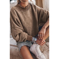 Azura Exchange Relaxed Brown Crew Neck Sweatshirt with Drop Shoulder Design - S thumbnail