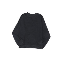 Black Drop Shoulder Crew Neck Pullover Sweatshirt - S thumbnail
