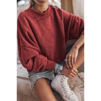 Red Dahlia Drop Shoulder Crew Neck Pullover Sweatshirt - 2XL thumbnail