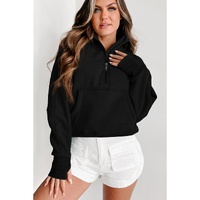 Azura Exchange Black Ribbed Thumbhole Sleeve Sweatshirt - S thumbnail