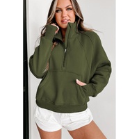 Azura Exchange Ribbed Thumbhole Sleeve Sweatshirt with Stand Collar and Zip Closure - XL thumbnail