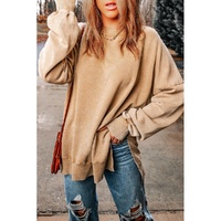Azura Exchange Oversized Khaki Drop Shoulder Sweatshirt - L thumbnail
