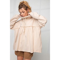Azura Exchange Frill Exposed Seam Cowl Neck Oversized Sweatshirt - L thumbnail