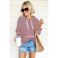 Biking Red Stripe Kangaroo Pocket Drawstring Hoodie - M thumbnail