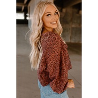 Azura Exchange Leopard Bubble Sleeve Pullover Sweatshirt - S thumbnail