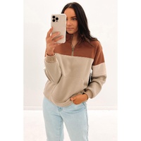 Azura Exchange Color Block Zip Mock Neck Pocketed Sweatshirt - L thumbnail