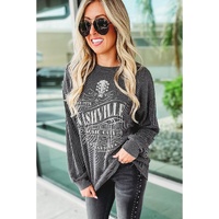 Azura Exchange NASHVILLE MUSIC CITY Corded Graphic Sweatshirt - S thumbnail