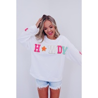 Azura Exchange White Glitter Howdy Patch Graphic Casual Sweatshirt - S thumbnail