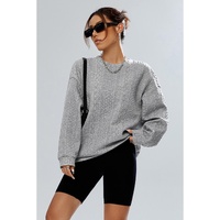 Azura Exchange Textured Drop Shoulder Pullover Sweatshirt - M thumbnail