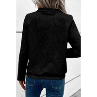 Black Textured Knit Buttoned Kangaroo Pocket Sweatshirt - XL thumbnail