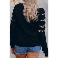 Black Leopard PUMPKIN SEASON Graphic Ripped Sleeve Sweatshirt - L thumbnail
