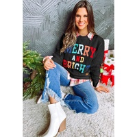 Black Merry And Bright Cable Knit Pullover Sweatshirt - S thumbnail