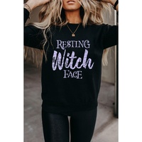 Black RESTING Witch FACE Graphic Pullover Sweatshirt - XL thumbnail