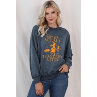 Azura Exchange Halloween Letter Graphic Drop Shoulder Sweatshirt - S thumbnail