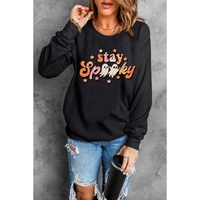 Black Halloween stay Spooky Graphic Sweatshirt - S thumbnail