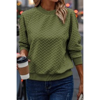 Jungle Green Solid Textured Raglan Sleeve Pullover Sweatshirt - S thumbnail