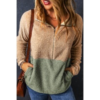 Smoke Gray Two Tones Color Block Half Zip Fleece Sweatshirt - L thumbnail