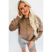Coffee Solid Exposed Seam Pullover Sweatshirt - L thumbnail