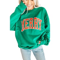 Bright Green MERRY Graphic Pullover Sweatshirt - L thumbnail