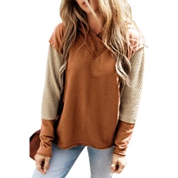 Chestnut Contrast Sleeves Patchwork Colorblock Hoodie - L thumbnail