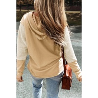 Parchment Contrast Sleeves Patchwork Colorblock Hoodie - L thumbnail